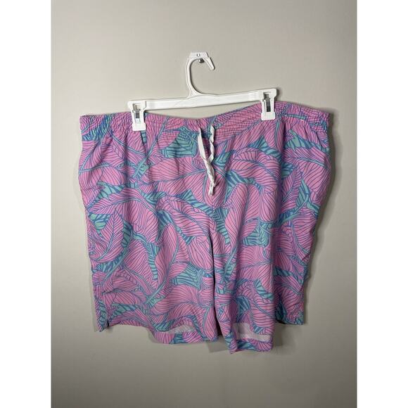 Chubbies Swim Shorts Mens 2XL Pink Classic Trunks Palm Leaves - Picture 1 of 7